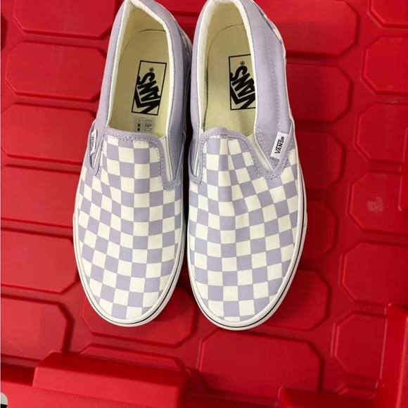 NEW Vans Lavender Checkered Slip-On Shoes - Picture 3 of 3